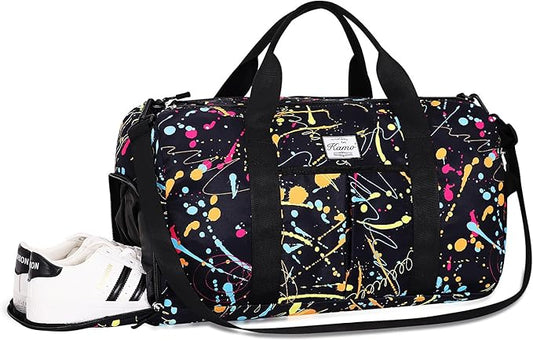 KAMO Travel Duffle Bag, Weekender Bags for Women with Shoe Compartment, Gym Bag for Women with Wet Pocket Workout Dance Tote Bag Personal Item Travel Bag with Trolley Sleeve