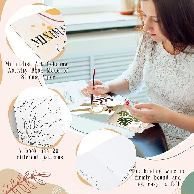 Coloring Book for Adult Coloring Book Bulk, DIY Art Coloring Book for Adult Drawing Book with Flower Words for Party Favors Goodie Bag Filler(24 Pcs,Minimalist)