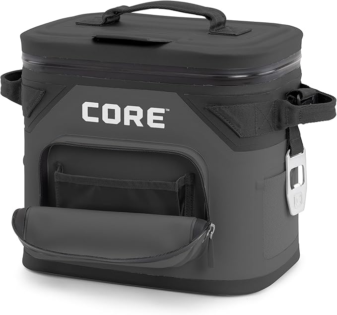 CORE Magnetic Leak Proof Soft Cooler with Waterproof Zipper | Insulated Bag Portable Ice Chest Box | Best Soft Cooler for Food & Beverages for Tailgating, Car Camping, Travel, and Family Beach Picnics