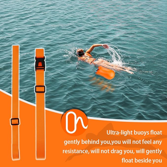 Swim Buoy for Open Water, High-Visibility Swim Safety Float Waterproof Dry Bag for Swimmers Triathletes Kayakers Snorkelers, Swimming Open Water Buoy for Safer Swim Training