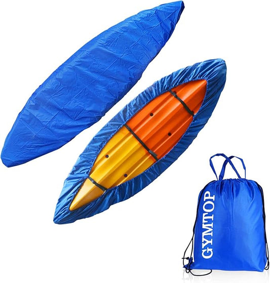7.8-18ft Waterproof Kayak Canoe Cover-Storage Dust Cover UV Protection Sunblock Shield for Fishing Boat/Kayak/Canoe 7 Sizes [Choose Color] (Dark Blue(Upgraded), Suitable for 12.3-13.5ft Kayak)