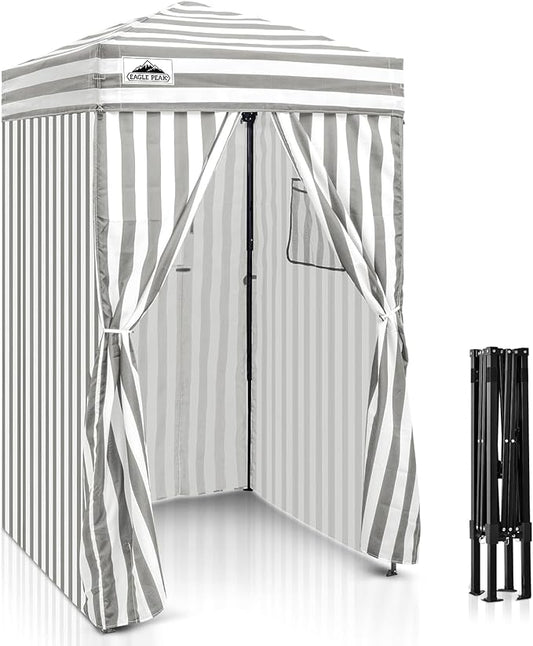 EAGLE PEAK Flex Ultra Compact 4x4 Pop-up Canopy, Sun Shelter, Changing Room, Portable Privacy Canopy Cabana for Pool, Fashion Photoshoots, or Camping, 4x4 ft, Gray/White