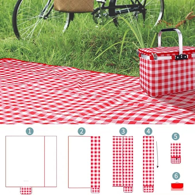 K Y KANGYUN Outdoor Picnic Blankets, Extra Large Beach Blanket, Foldable Lightweight Waterproof Sand Mat, Picnic Blanket 80" x 60" for Beach Camping Hiking Park Patio (Red, 80x60 inch)