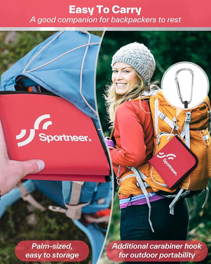 Sportneer Sitting Pad, Sit Pads for Backpacking Portable Camping Sit Pad Waterproof Folding Pad Stadium Seat Pad for for Camping Picnics Hiking