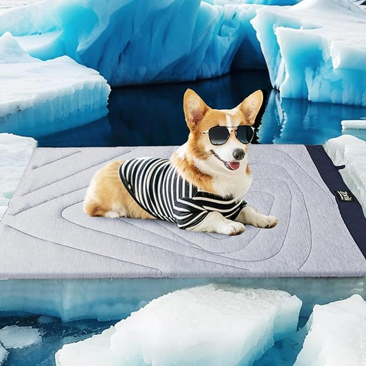 ZonLi Dog Cooling Mat, 43" x 30" Large, Waterproof Cooling Pad for Dogs & Cats, Portable & Durable Pet Mat for Crate, Trunk, Camping, Outdoors, Machine Washable, Tidal Blue