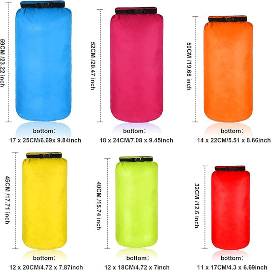 Shappy 6 Pcs Waterproof Dry Bag Set 6 Size Lightweight Sack and Long Adjustable Shoulder Strap 20/15/10/8/5/3l Outdoor Keep Gear Stuff Sack for Backpacking Boating Hiking Camping