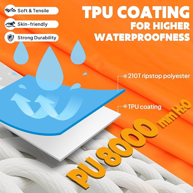 ANYOO Hooded Rain Poncho for Adults Waterproof Lightweight Rain Coat for Men Women Reusable Rain Jacket for Emergency Outdoor