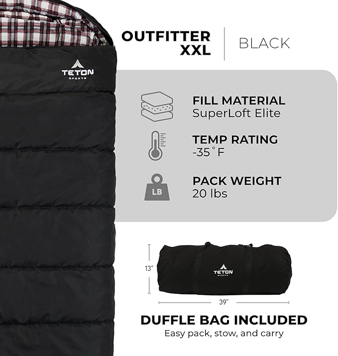 Teton Celsius XXL Sleeping Bag, Cold Weather Sleeping Bags for Adults and Kids, Camping Made Easy and Warm. Compression Sack Included, 35F, 25F, 0F, 20F Degree