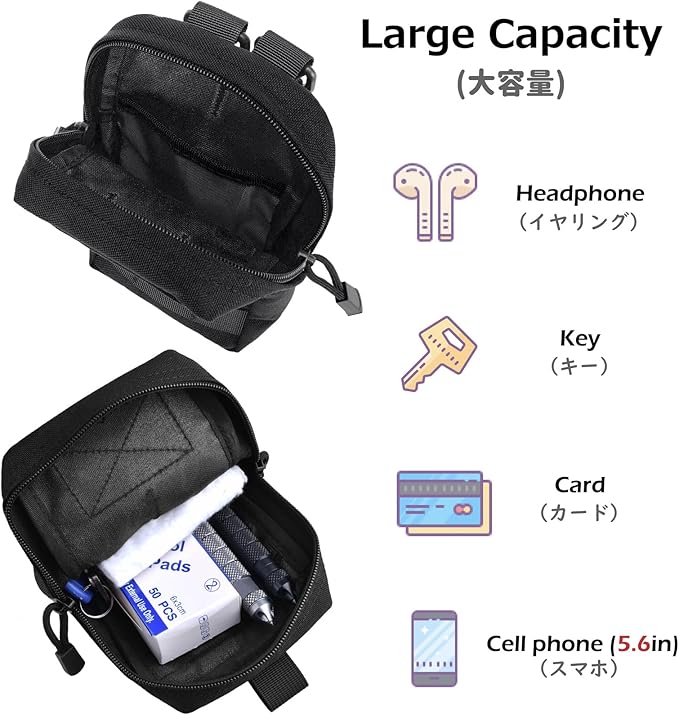 Azarxis Molle Pouches, Tactical Compact EDC Small Utility Pouch Waist Bags Sundries Storage Admin Organize Gear Gadget for Military Backpack