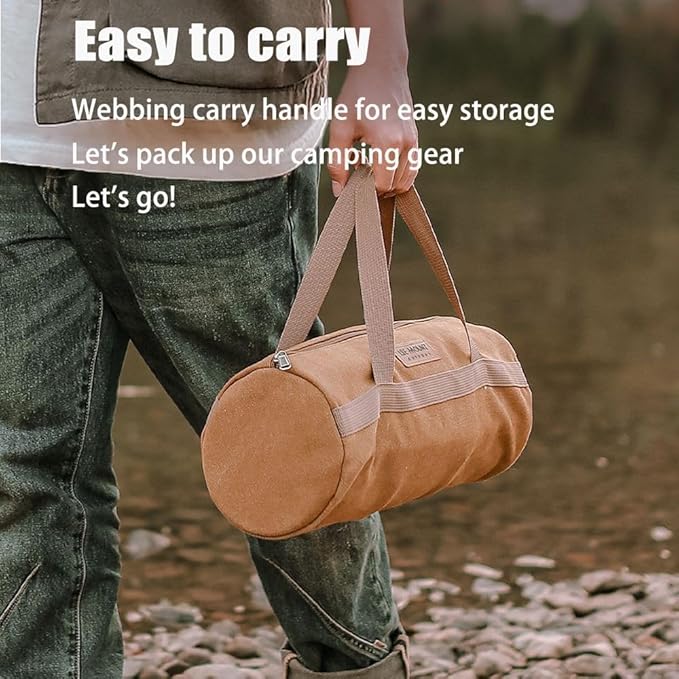 Tent Stakes Bag,Canvas Camping Storage Bags Essentials Accessories Tools Hiking Hunting Gear (Green 40CM)