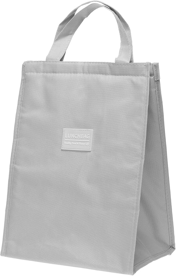 PATIKIL Insulated Lunch Bags, 10"x6"x13" Reusable Bento Bags Thermal Lunch Tote Portable Food Containers Bag for Men and Women, Grey