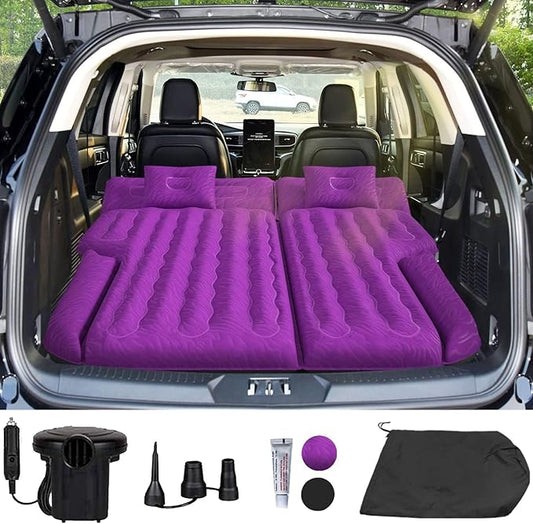 Umbrauto SUV Camping Air Mattress Bed for Mid-to-Full Size SUVs, Inflatable Car Sleeping Airbed for Fold-Down Backseat Back Trunk, with Air Pump, Pillows and Carry Bag