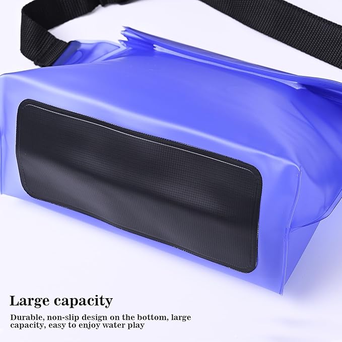 Queday 3-Pack Waterproof Pouch with Waist Strap, Screen Touchable Dry Bag with Adjustable Belt for Phone Valuables for Swimming Snorkeling Boating Fishing Kayaking Black White Pink