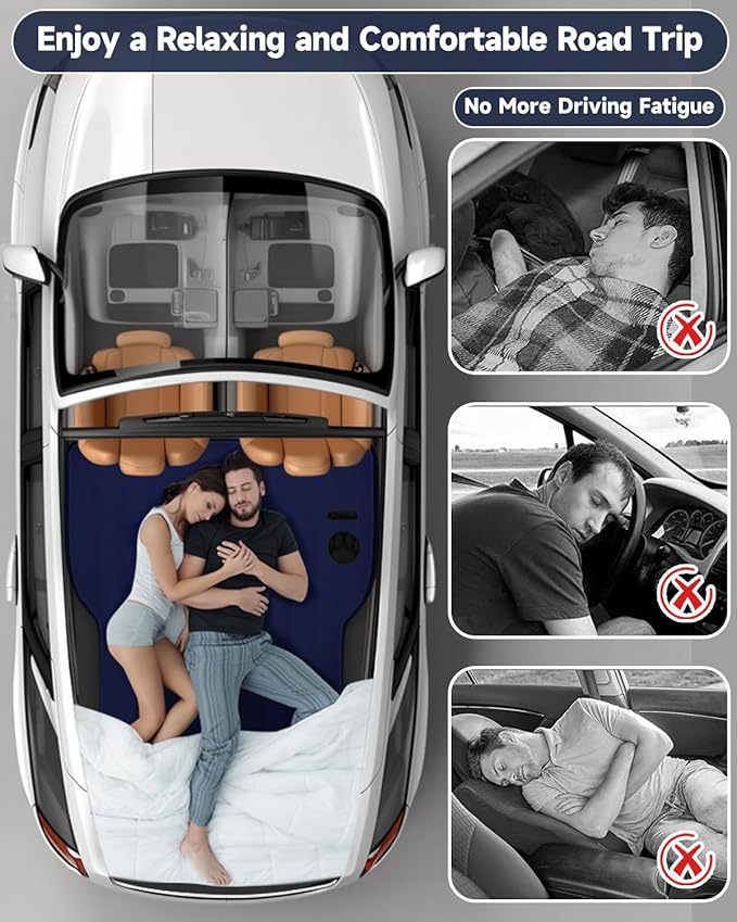 Umbrauto Air Mattress for Tesla Model Y, Inflatable Camping Airbed for SUV Trunk, Fodable Sleeping Pad with Air Pump and Storage Bag for Road Trip Travel