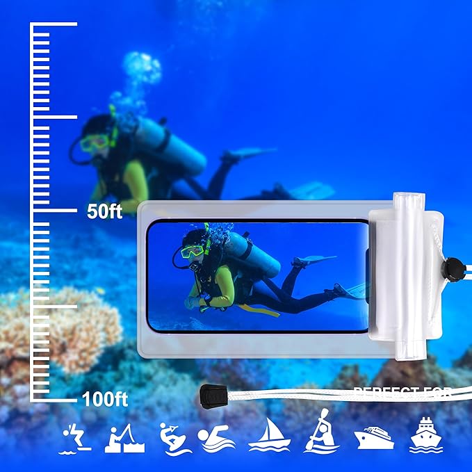 4 Pack Waterproof Fanny Pack with Waist Strap Waterproof Phone Pouch Dry Bag for Kayaking Pool Swimming Boating Beach Fishing Travel Diving Surfing (Black & White, 2 Fanny Pack + 2 Pouch Bag)