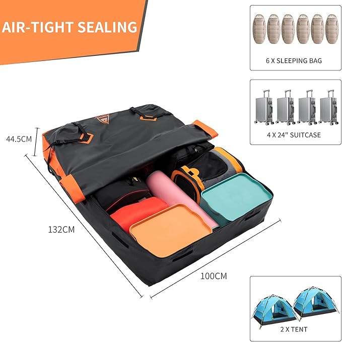Car Rooftop Cargo Carrier Bag, 21 Cubic Feet Waterproof Heavy Duty 720D Car Roof Cargo Carrier for All Vehicle with/Without Racks - Storage Bag, Anti-Slip Mat,4 Door Hooks & 2 Extra Straps