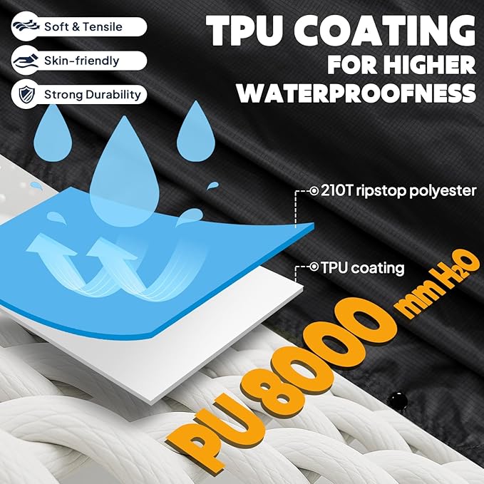 ANYOO Hooded Rain Poncho for Adults Waterproof Lightweight Rain Coat for Men Women Reusable Rain Jacket for Emergency Outdoor