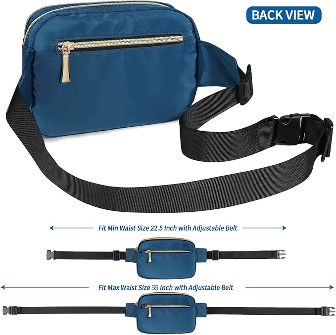 Fanny Packs for Women Men Fashion Plus Size Waist Pack Belt Bag Fanny Pack for Girls Boys with 5 Pockets Adjustable Belt, Cute Bum Bag Hip Bags for Travel Disney Running (Dark Cyan Fanny Pack)