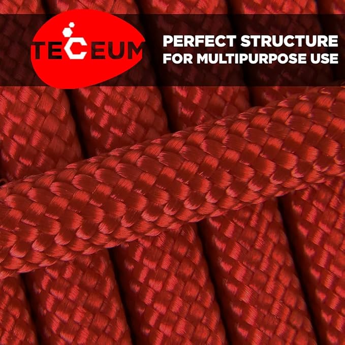 Bundle of 2 Items – TECEUM Paracord Type IV 750 lb Black 50 ft & Type III 550 Red (Fire) 100 ft – 4mm – Nylon Strong Tactical MIL–SPEC Parachute Cord – Survival Emergency EDC Camping Hiking Military