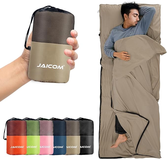 Sleeping Bag Liner, Travel Sheets & Adult Sleep Sack, Ultralight and Portable Summer Sleeping Bag - Ideal for Backpacking, Hotels and Hostels, Business Trips, Camping