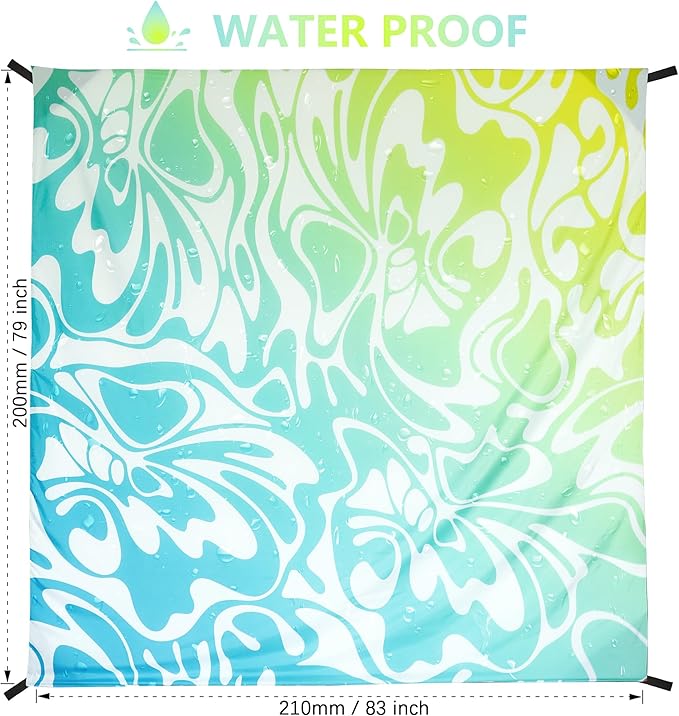 Beach Blanket Waterproof Sandproof Beach Mat 79" X 83" /10'x9'for 2-8 Adults Quick Drying Outdoor Picnic Mat Beach Accessories for Travel, Camping, Hiking