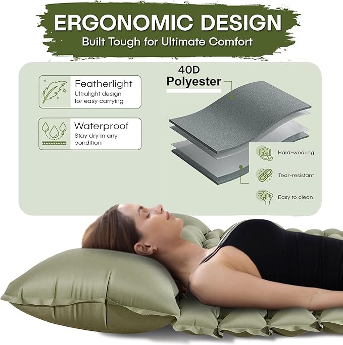 IFORREST Self-Inflating Double Sleeping Pad - Fast 60s Foot Pump 2 Person Ultralight Air Mattress - Ideal for Camping, Hiking and Backpacking