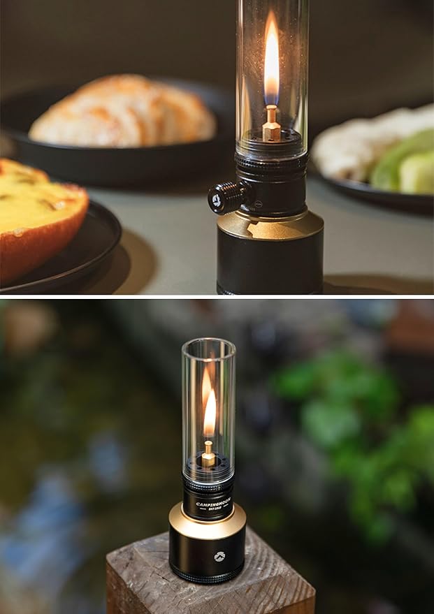 CAMPINGMOON Camping Gas Lantern Gas Candle with Empty Tank Black BKT-1D15