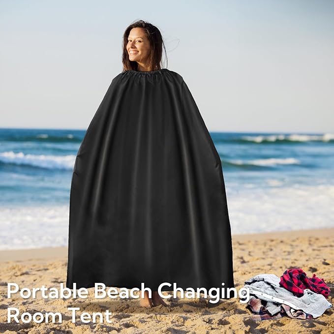 Goaste Portable Changing Room Tent, Instant Dressing Cover Ups, Clothes Changing Privacy Shelters, Changing Curtain Cloak with Round Collar for Beach, Camping, Hiking, Dance Competition, 4.2ft Length