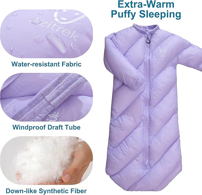 T40 Toddler Sleeping Bags Boys Girls | Ages 2-4 | Puffy Kids Sleeping Bag Camping Sleepovers |up to 46 in| Lightweight Compact Comfort for Indoor Outdoor Machine Washable