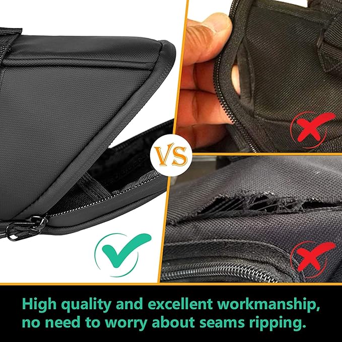 Bike Saddle Bag, Bicycle Under Seat Pouch, Cycling Wedge Pack for Mountain Road, Cycling Accessories Storage Velcro Pack Waterproof Durable Pouch for Mountain, Beach or Road Bikes