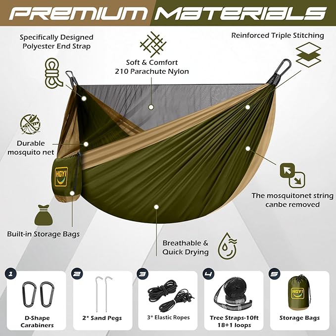 Camping Hammock Mosquito Net,Double & Single Portable Hammocks Hammocks with 2 Tree Straps,Hammock Tent for Travel Camping,Camping Accessories for Indoor Outdoor Hiking Backpacking Backyard Beach
