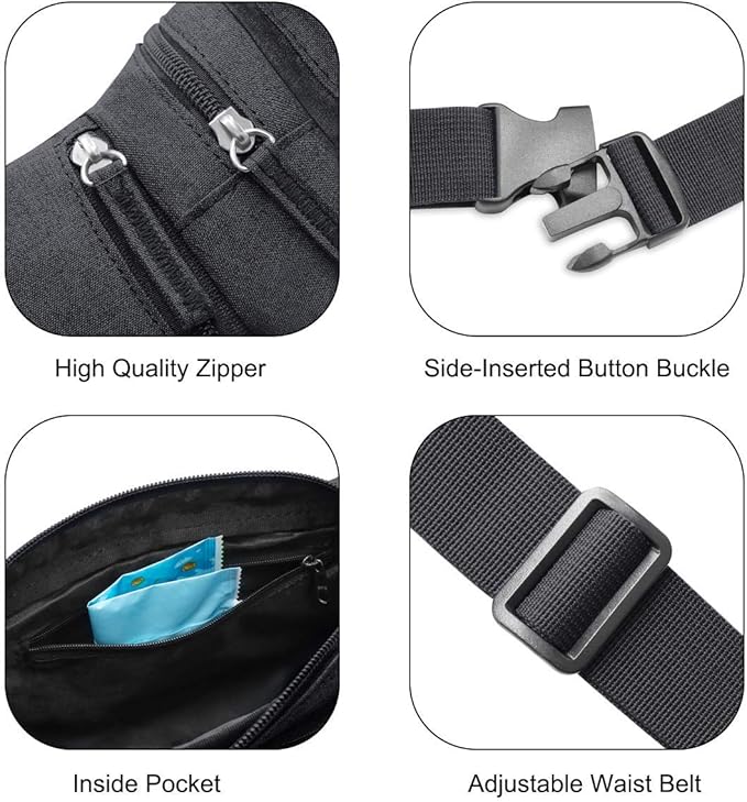 Fanny Pack Waterproof Waist Bag Pack Men Women Hip Bum Bag With Water Bottle Holder Adjustable Strap Suitable For Outdoors Workout Traveling Hiking Cycling Dog Walking Pouch Bag(black)