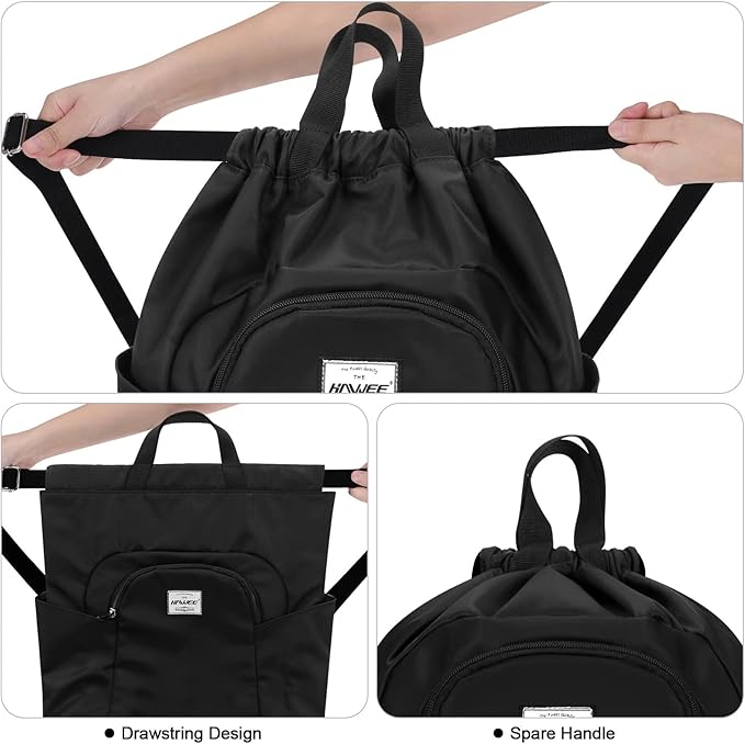 Dry Wet Drawstring Backpack with Shoe Compartment for Women Adjustable Gym Bag