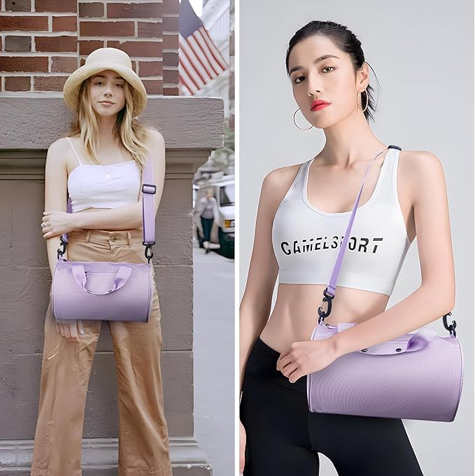 Gym Bag for Women, Waterproof Travel Bag with Wet Clothes Compartments and Adjustable Strap, Small Duffel Bag for Sports, Gyms and Weekend Getaway