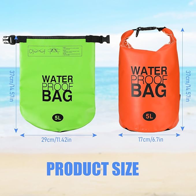 Jexine 10 Pack Dry Bag Waterproof, 5L Ultralight Dry Sacks Roll Top Storage Bag Backpack Camping Portable Outdoor Bags Keep Gear for Backpacking Kayaking Hiking Swimming Fishing Boating(Multicolor)