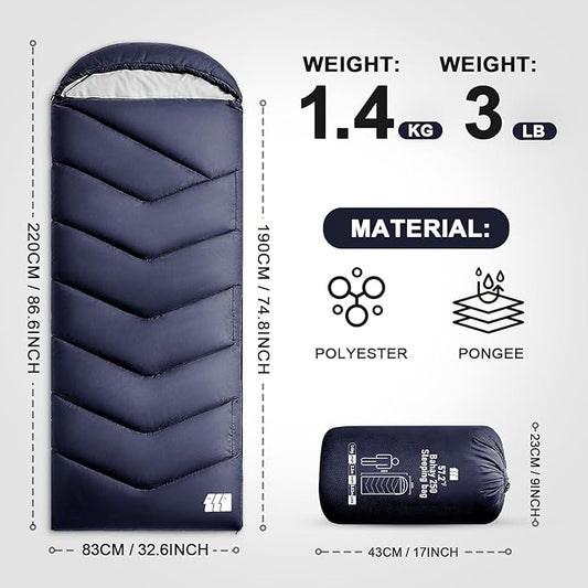 Sleeping Bags for Adults Cold Weather,Portable, Waterproof,Lightweight Sleeping Bag for Tall Girls Boys with Compression Sack for Warm Camping, Hiking, Outdoor & Indoor