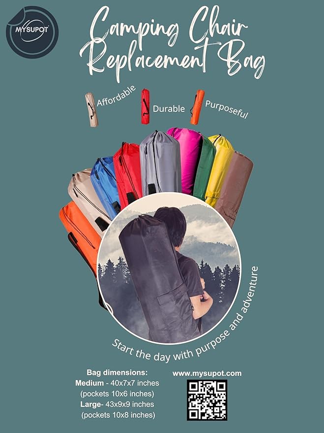 Replacement Bag for Folding Camping Chair, Portable Camp Chair, Hammock, Yoga Mat, Umbrella, Tents, Tripods, Fishing Poles - 420D Oxford Polyester Fabric