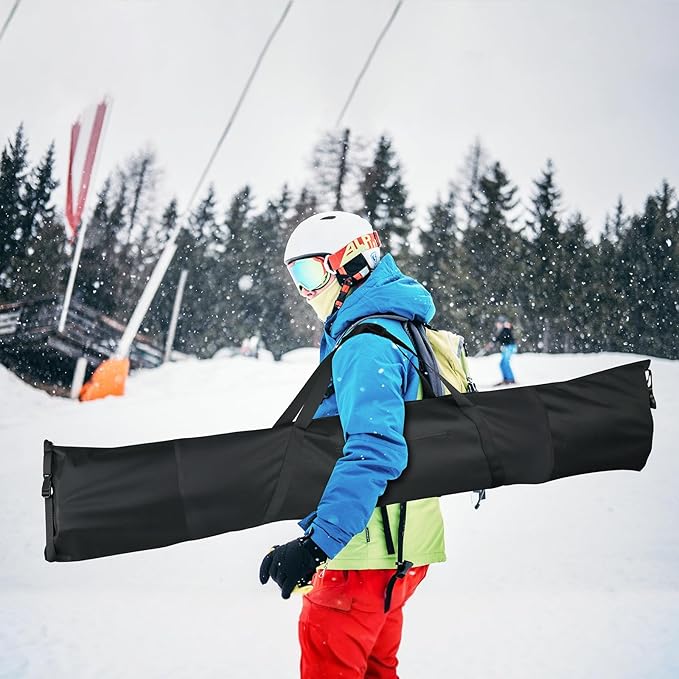 Cosmos Ski Bag Adjustable Length Skiing Travel Carry Ski Bag Snowboard Bag for Travel Skiing Accessory Equipment - Fits Ski Up to 200 cm Long, Water Resistant