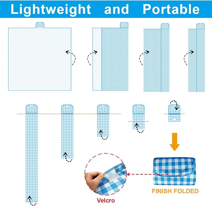 ZHUYNXIR Extra Large Picnic, Waterproof Blanket, Gingham Picnic Mat for Beach, Camping Grass Picnic Blankets. (Blue 58x58 inch)