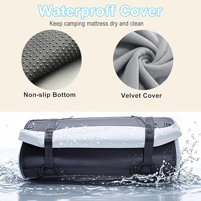 Memory Foam Camping Mattress - Portable Roll Up Sleeping Pad for Car, Tent, Cot & Floor - Waterproof, Comfortable & Compact with Travel Bag