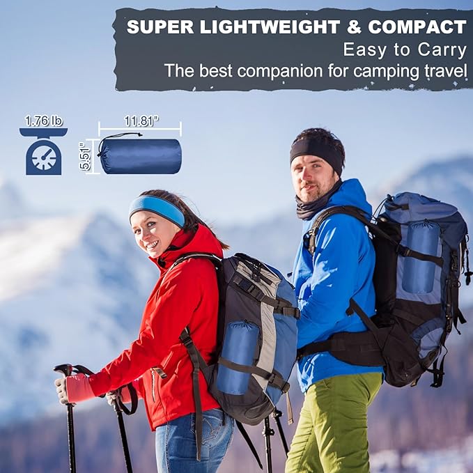 MEETPEAK Sleeping Pad, Extra Thickness 4 Inch Inflatable Camping Sleeping Mat with Pillow Built-in Foot Press, Compact Ultralight Camping Air Mattress for Backpacking, Hiking, Tent