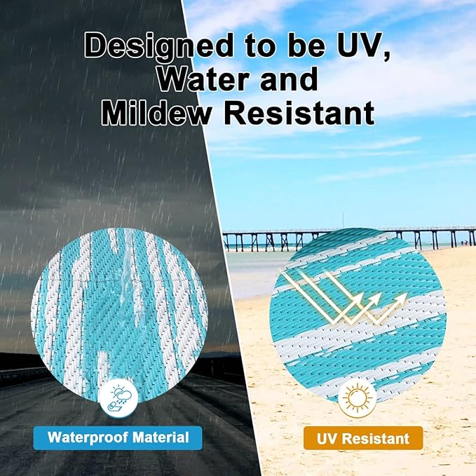 HEBE Outdoor Rug 8ft for Patios Clearance Waterproof Patio Mat Plastic Straw Rug Reversible RV Camping Tent Rug Outside Indoor Outdoor Area Rugs for RV,Deck,Beach,Balcony,Camper