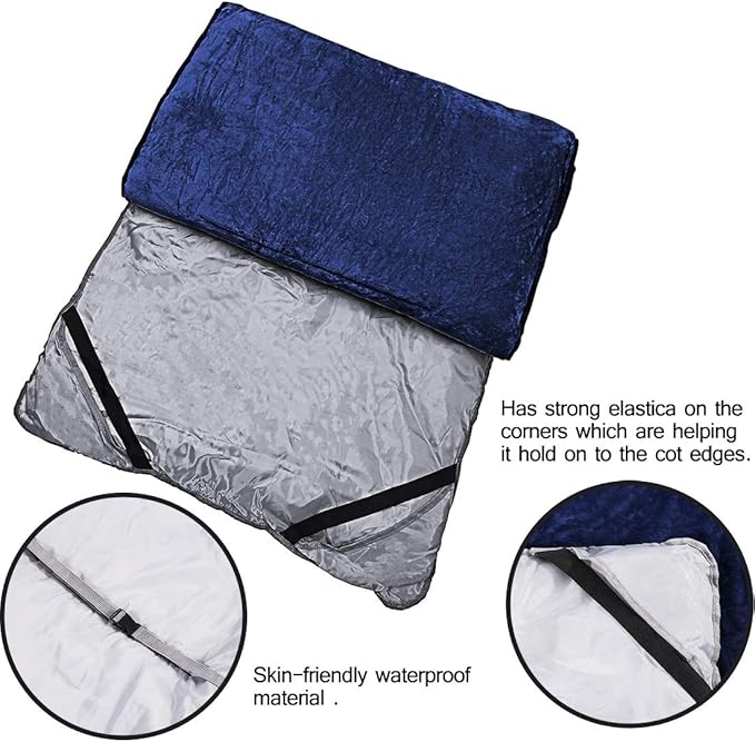 Sleeping Cot Pads (75" x 28") with Elastic Straps Portable for Outdoor & Hiking, Cotton Soft Thick Camping Cot Pad,Waterproof