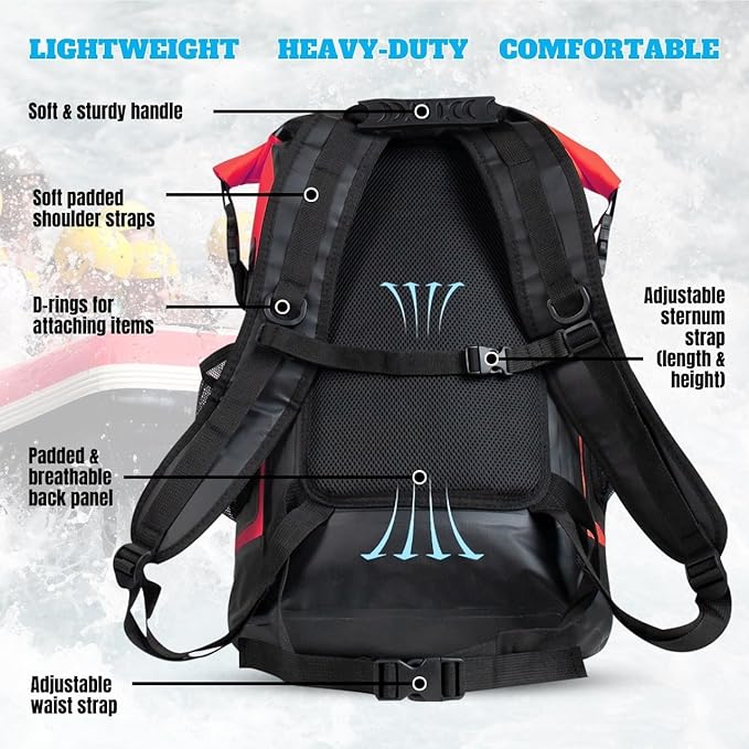 TACTIKO 30L Heavy-Duty 100% Waterproof Backpack, Roll Top Dry Bags for Kayaking, Hiking, Camping, Survival
