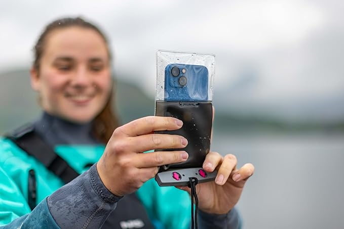 Aquapac Waterproof Phone Case, Small, Grey, Lanyard, iPhone and Android, Made in The UK, Hiking, Mountain Biking, Running Accessory, Travel Essential, 5 Year Warranty. IPX8 Certified to 30 ft deep.