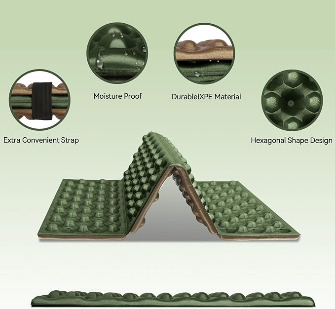 Foam Seat Mat for Camping, Foldable Seat Pat Cushion,Waterproof IXPE Sitting Pad for Outdoor Camping, Stadium,Backpacking Travel,Hikking,Picnic,Stadiums and Bleachers