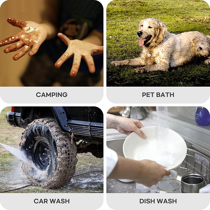 Portable Shower-20L/5.28 Gallons Camping Shower Bag, Beach Shower with Foot Pump, Temperature Display, Detachable Strap - Ideal for Camping, Beach, Travel, Outdoor Activities