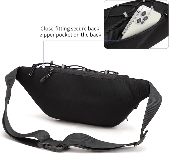 TINYAT Fanny Pack for Men Women Multifunction Waist Packs Large Crossbody Bum Bag with Zipper Waterproof Chest Bag for Hiking