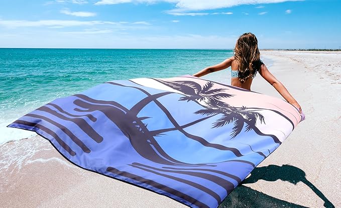 Beach Blanket Waterproof Sandproof Extra Large Beach Mat 79" X 83"/120"x108"for 1-8 Adults Quick Drying Durable Outdoor Picnic Mat for Beach Travel Camping Hiking