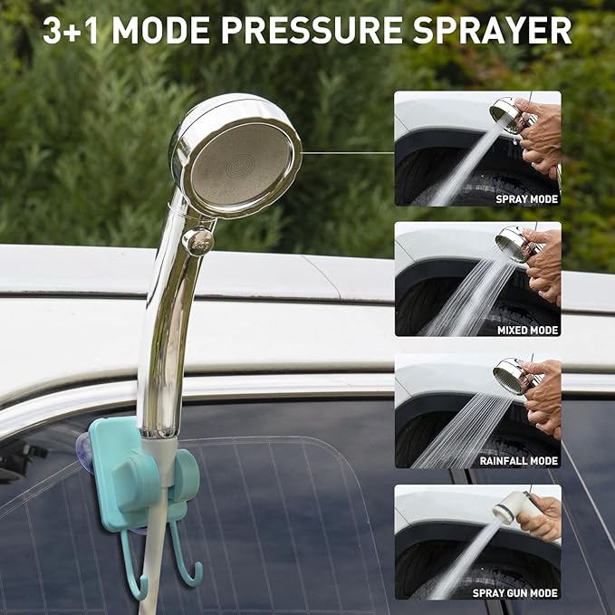 Portable Hot Shower for Camping, 1000W Immersion Heated, Rechargeable Camping Shower Pump, 6.6 Gallons Folding Bucket for Camping, Hiking, Traveling, Washing